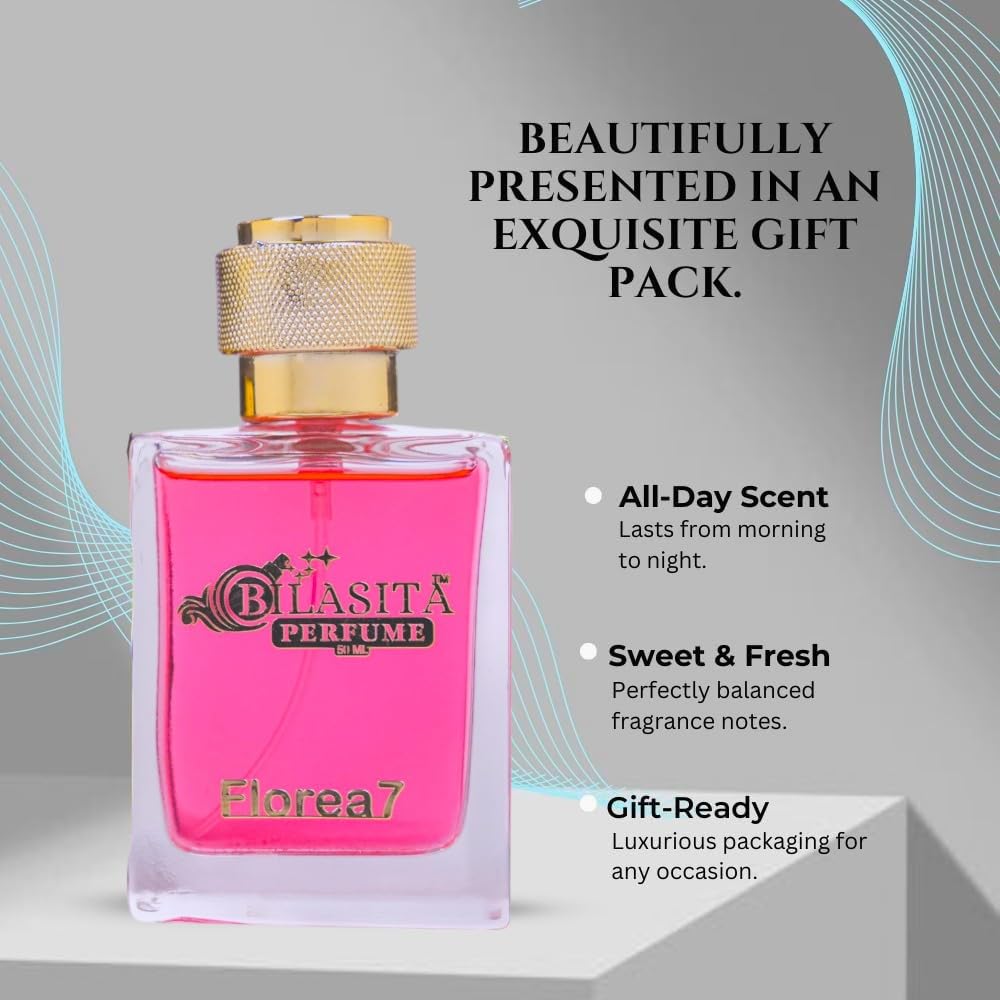 Florea7 Romantic Perfume | Floral Citrus Fresh 35% French Fragrance Oil Long Lasting Fragrance for Women & Men,Gift for Her - 50ml EDP