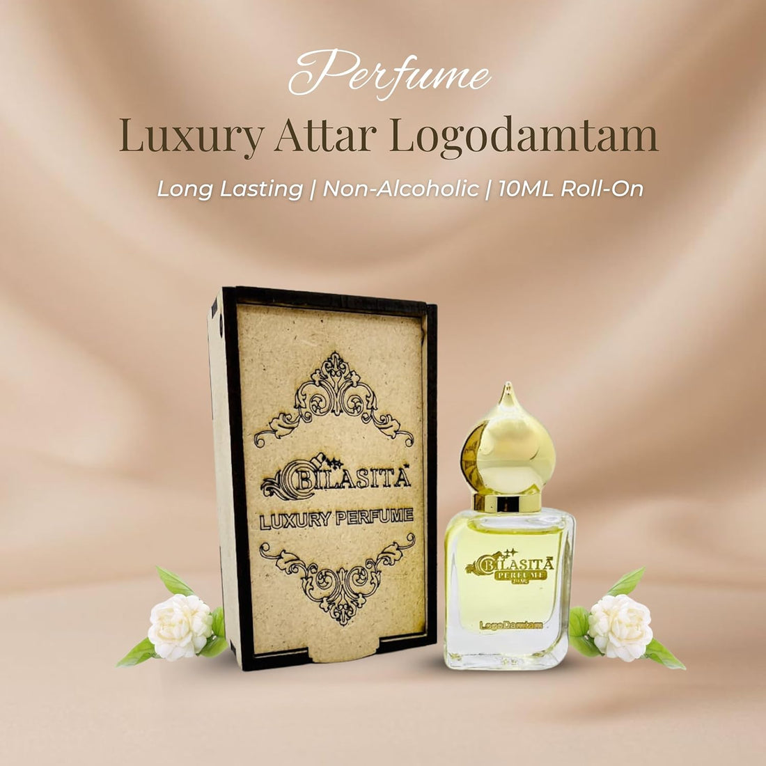Logodamtam Attar 10ml | Logodamtam Attar for Men & Women | Alcohol-Free Long-Lasting Fragrance Oil | 100% Pure Ittar | Premium Wooden Box Pack Roll-On Golden Cap Glass Bottle Attar | Ideal Gift for Men and Women