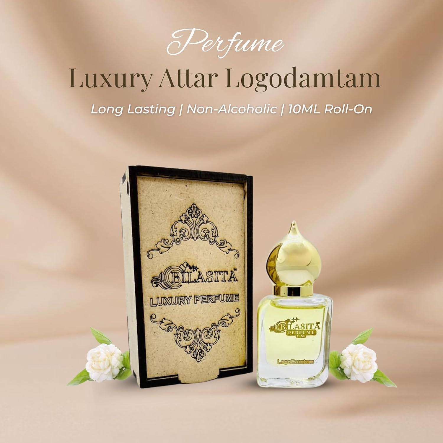 Logodamtam Attar 10ml | Logodamtam Attar for Men & Women | Alcohol-Free Long-Lasting Fragrance Oil | 100% Pure Ittar | Premium Wooden Box Pack Roll-On Golden Cap Glass Bottle Attar | Ideal Gift for Men and Women