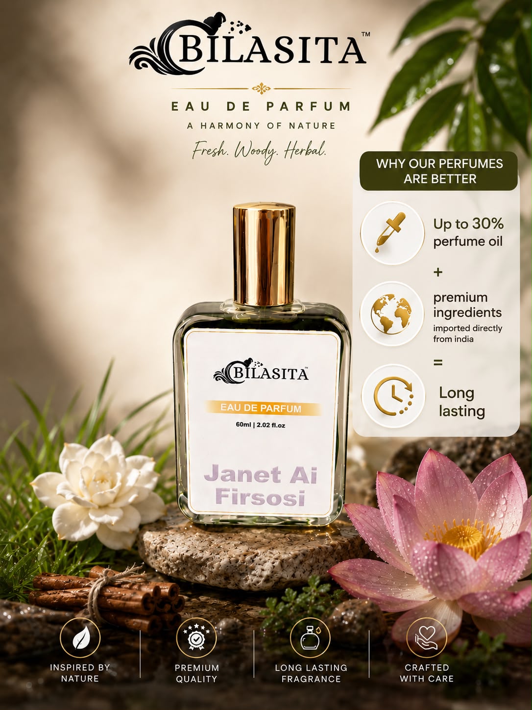Janet Ai Firsosi Luxury Perfume with 30% French Fragrance Oil | Eau de Parfum for Men & Women | Long Lasting Elegant Fragrance | 60 ml EDP (Copy) (Copy)